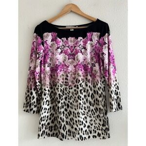 Boston Proper Floral Abstract Print Top Size Medium Whimsigoth Casual Feminine